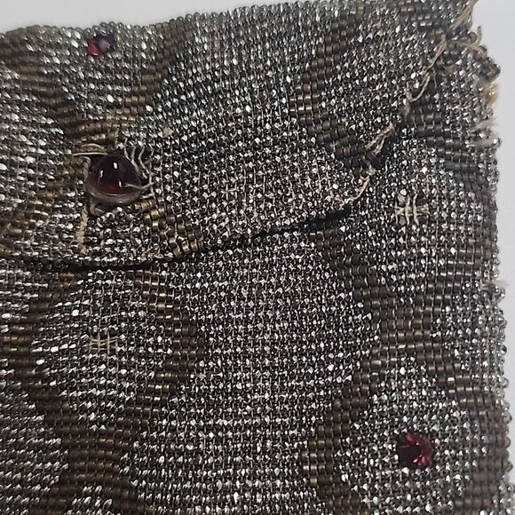 Vintage Coin Purse Beaded Seed Beads Small Red Rhinestones - Picture 3 of 12